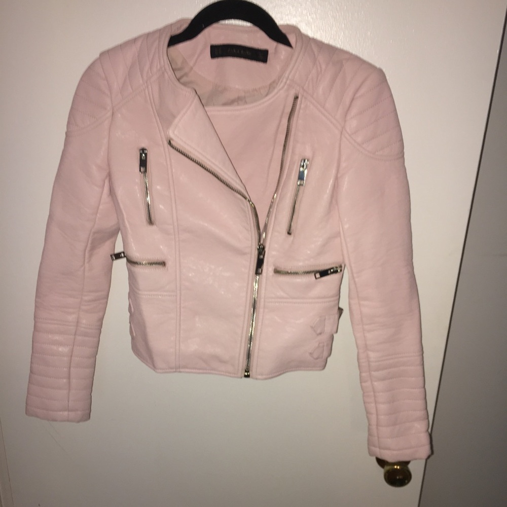 Zara pink leather jacket, size XS